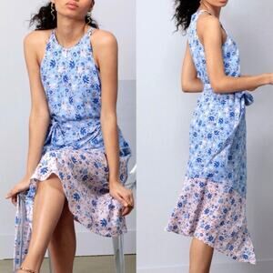 Vince Camuto Women’s Key-hole Color Blocked Floral Halter Dress‎ Size 8P